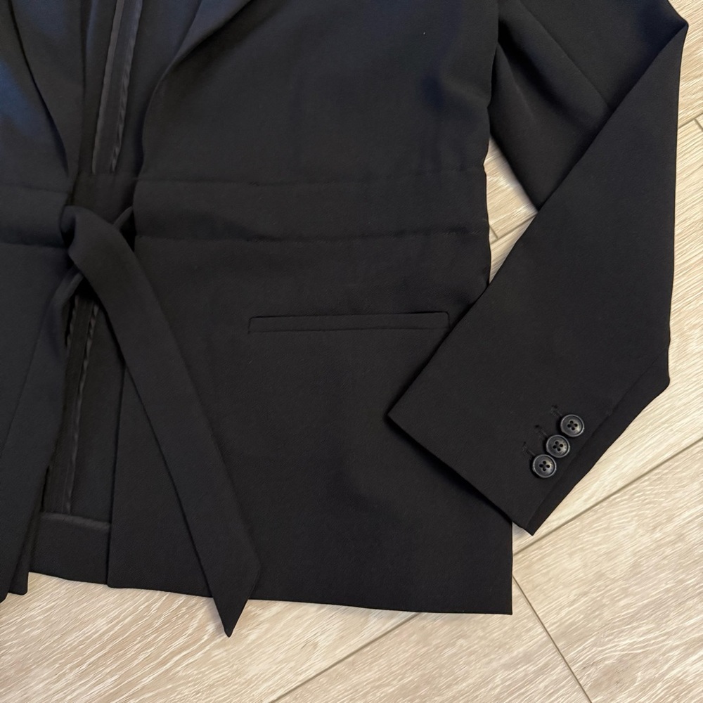New Calvin Klein Black Tie Waist Blazer Long Sleeve Jacket Coat Blouse career 10 - Picture 6 of 12
